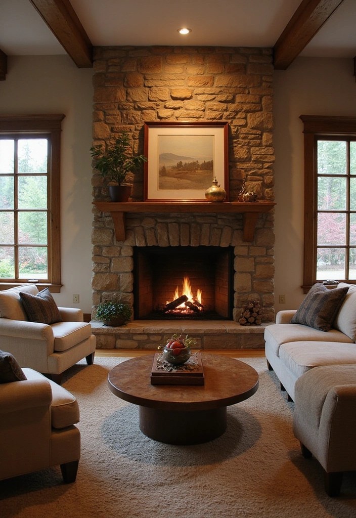 25 Cozy Living Room Ideas That'll Make You Never Want to Leave Home! - 10. Introduce a Focal Point with a Fireplace