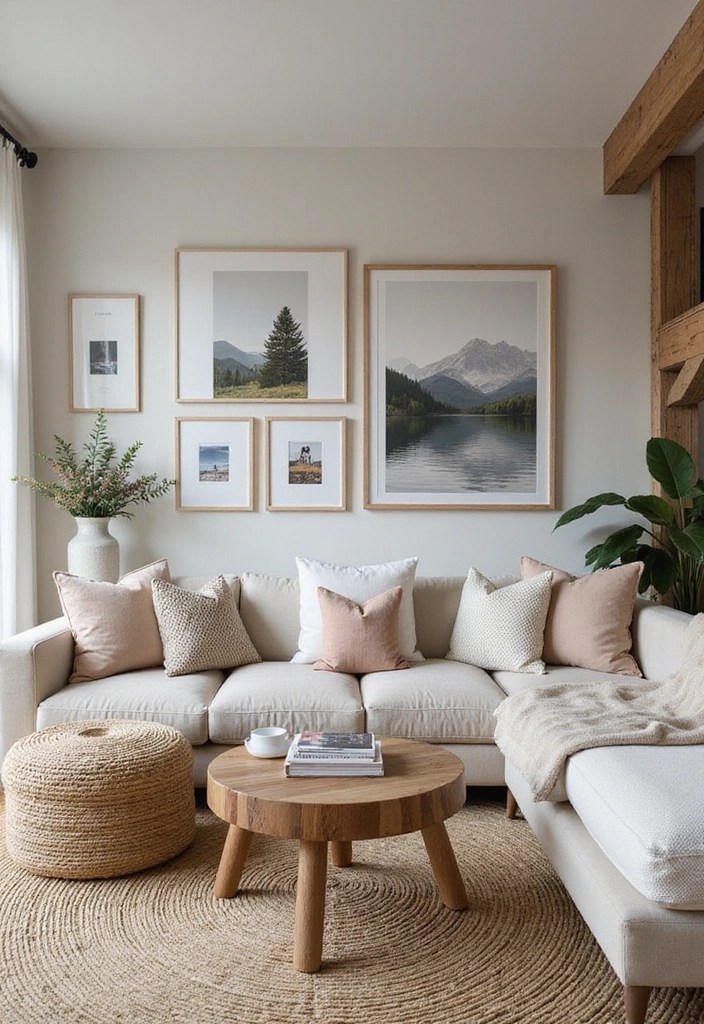 25 Cozy Living Room Ideas That'll Make You Never Want to Leave Home! - 13. Hang Cozy Artwork